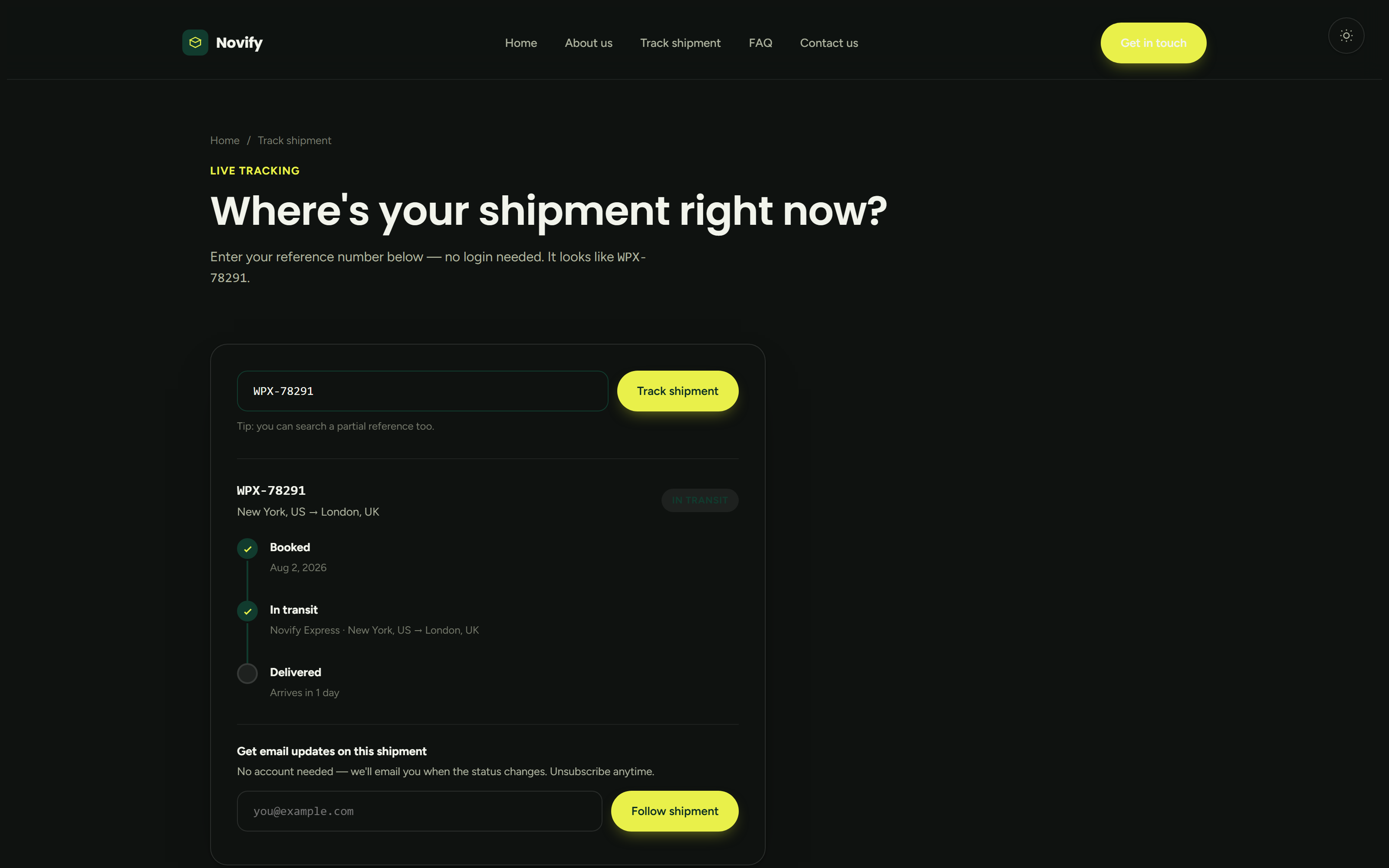 Public Tracking — No login